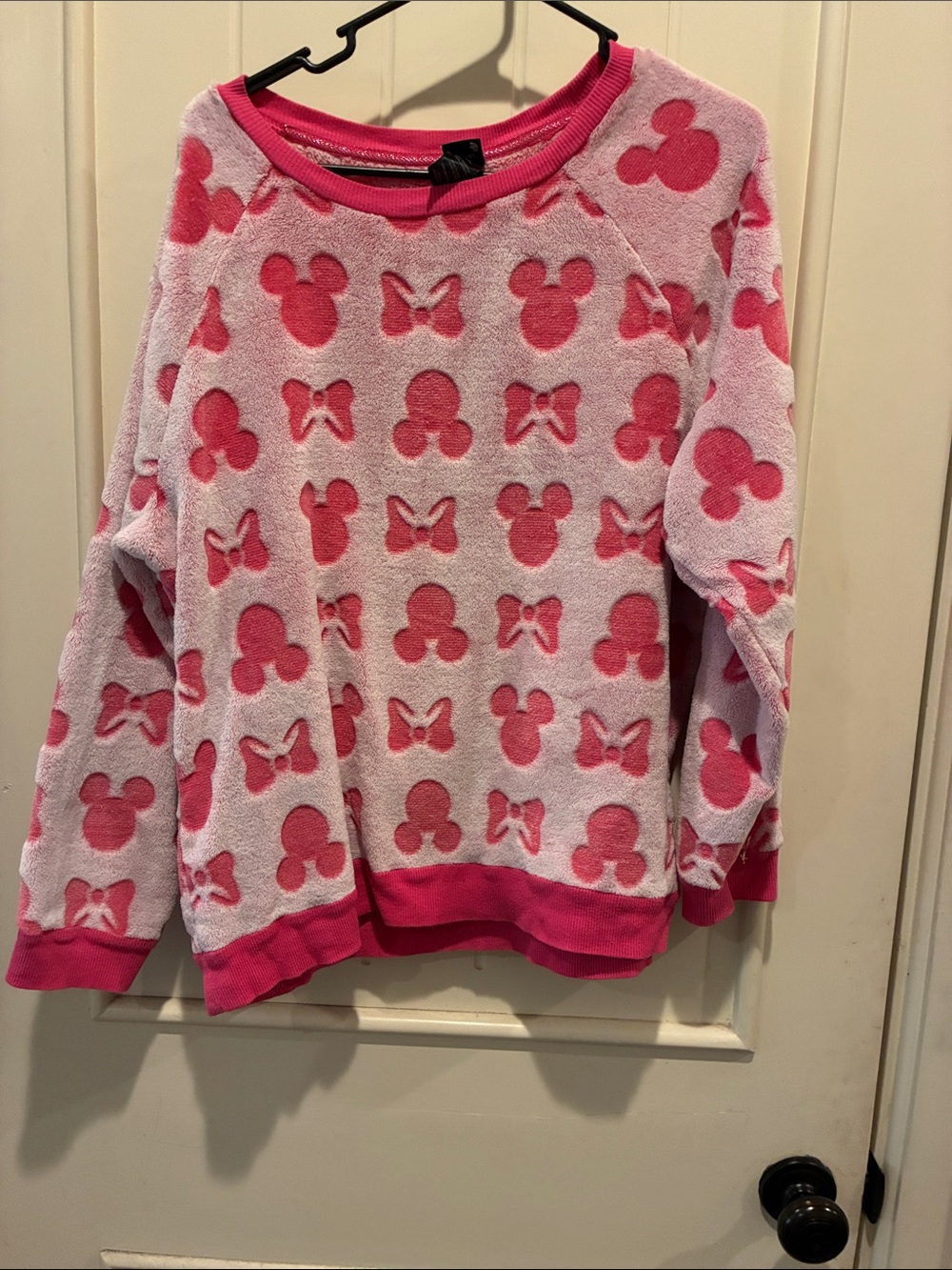 Disney Pink Fleece Sweatshirt with Hot Pink Character Motifs